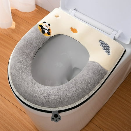 

kkbbma Clearance Funda de asiento de inodoro Funda de inodoro Almohadillas para tapa de inodoro con asa Funda de tapa de inodoro Cojín más grueso para baño Funda de asiento de inodoro suave Suave