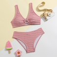 thumbnail image 2 of Bosanter Girls Bathing Suit Two-Piece V-Neck Bikini Straps Swimsuit with Chest Pad Swimwear, Pink 11-12Y, 2 of 7
