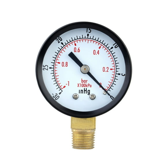 HINTRMENT 1Pack Metal Utility Vacuum Pressure Gauge for Air Compressor Water Oil Gas Black 2.95Inch 1.97Inch 0.98Inch