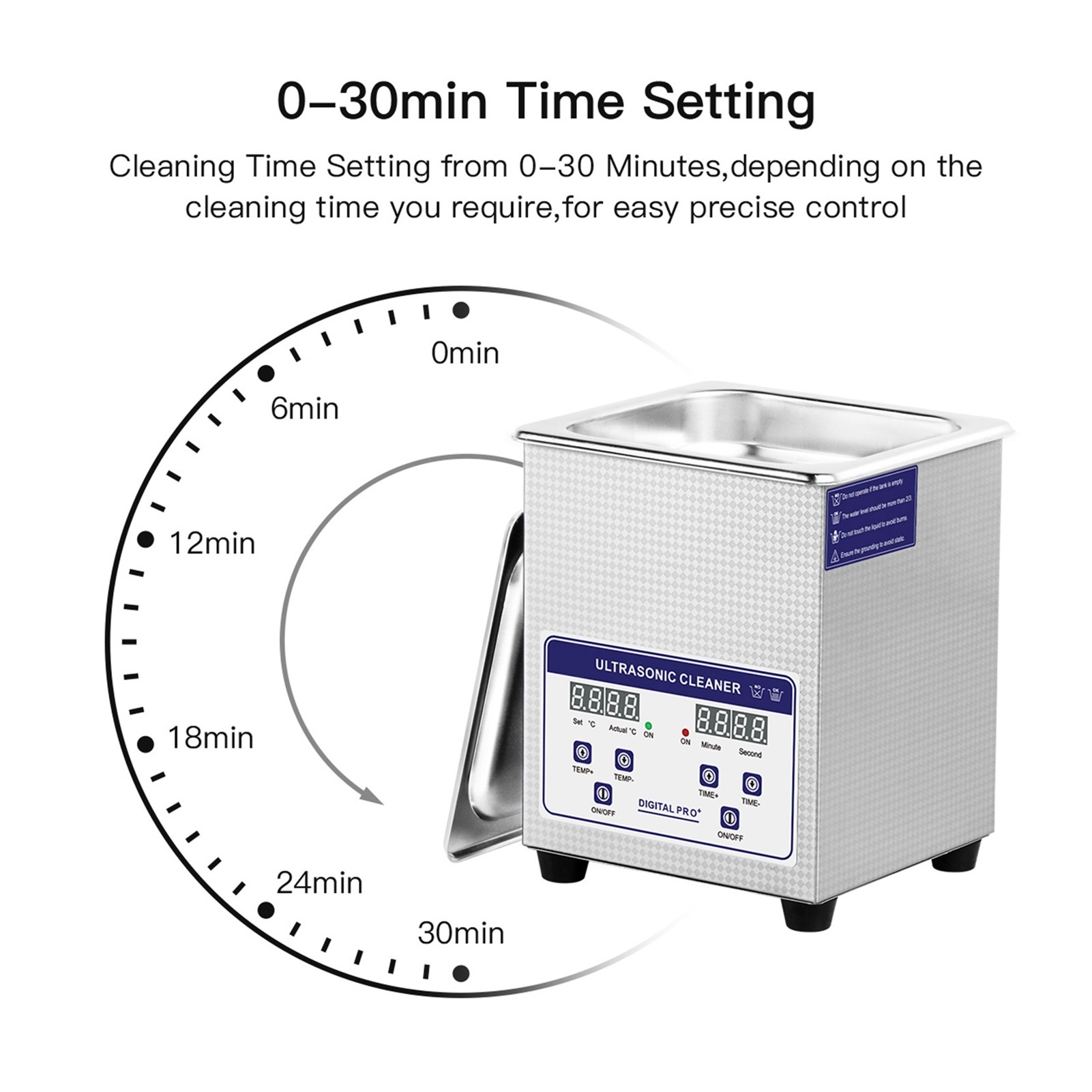 Ultrasonic Cleaner 2L 50W With Digital Display 40kHz Heating Timing SUS 304 Tank Basket Ultrasonic Bath Cleaning Tool ,Strong Cleaning