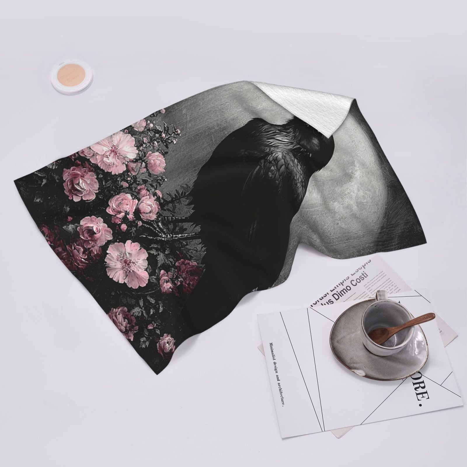 Crow Raven Flowers Full Moon Black 27.5" x 16" Ultra Soft Hand Towel, Face Wash Cloth for Bathroom, Gym, Travel, Pool