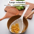 thumbnail image 6 of Qiangzon Strainer Scoop Colander Slotted Spoon Pasta Strainer with Handle Food Drain Shovel Kitchen Cooking Utensil Nylon Heat Resistant Draining Tool for Vegetables Potatoes Deep Fry White Orange, 6 of 8
