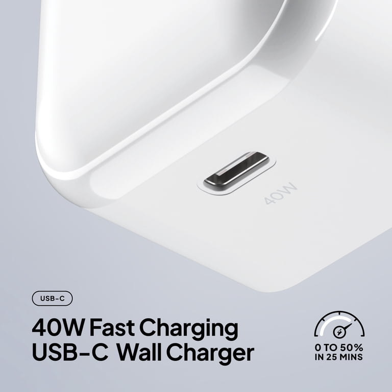 Powertek 40W USB-C Fast Charging Wall Charger, White photo 3
