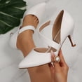 thumbnail image 5 of Pennysue Women's White Strappy Short Heels With Pointed Toes Size 7.5, 5 of 7