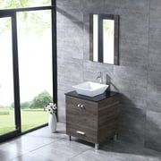 Wonline 24" Bathroom Vanity Wood Cabinet Ceramic Porcelain Sink Mirror Combo