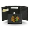 Chicago NHL Blackhawks Embroidered Black Leather Trifold Wallet