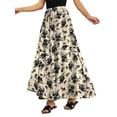 thumbnail image 2 of Women'S Flowy Maxi Skirt Summer Pleated High Waisted Casual Long Skirts with Pockets Leaf Flower XL, 2 of 8