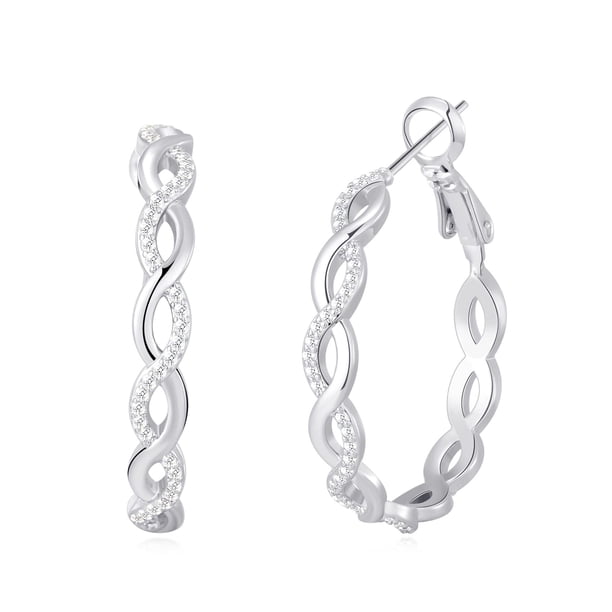 Aros de Plata Esterlina 925 para Mujer, Aros Ligeros Torcidos con Circonia Cúbica, Aros Hipoalergénicos (30/40/50/60 Mm)