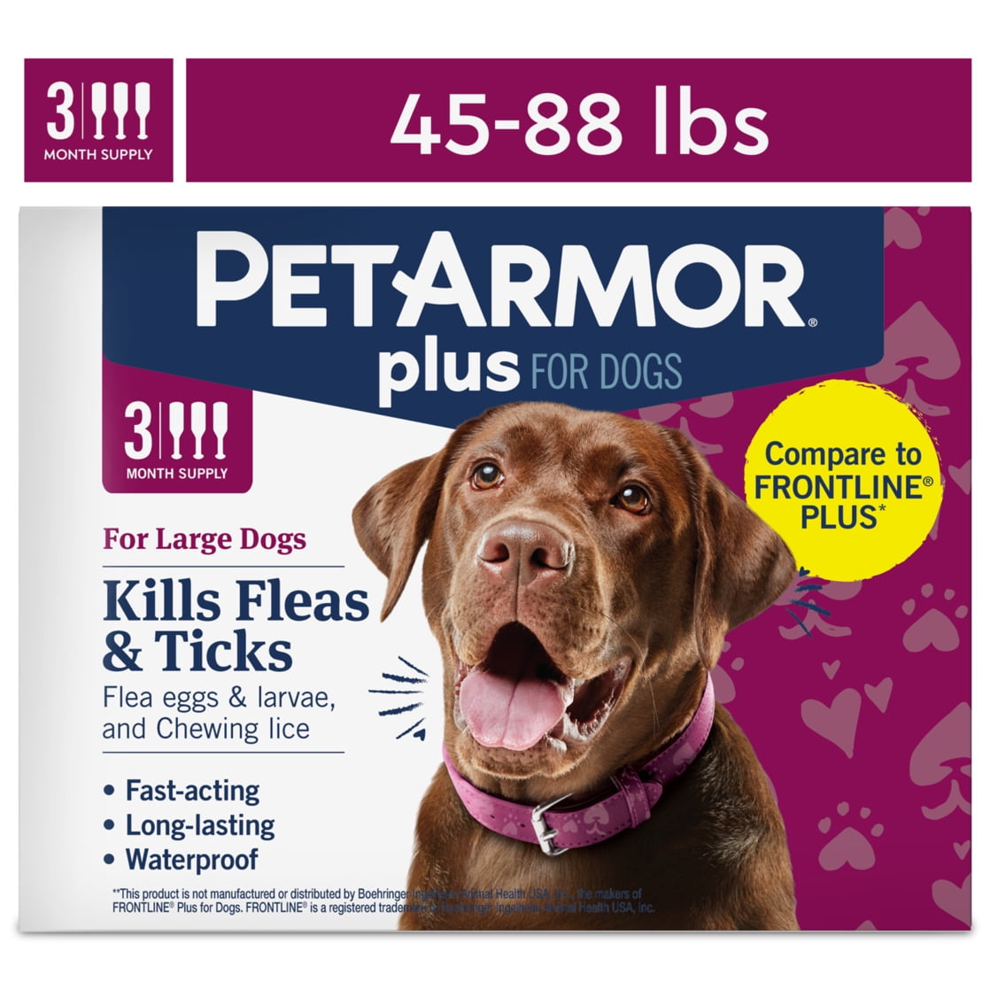 PETARMOR Plus for Large Dogs 45-88 lbs, Flea & Tick Prevention for Dogs, 3-Month Supply