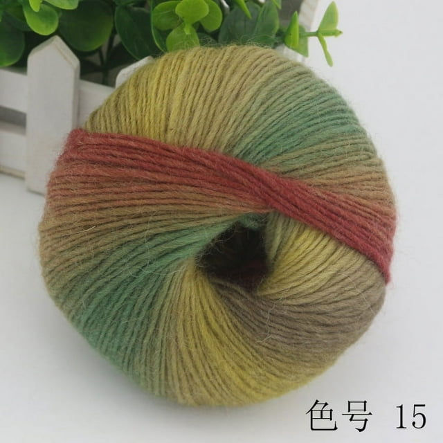 Nvzi Paquete de 2 hilos suaves de arcoíris, 100 % lana, hilo multicolor degradado para tejer a crochet, longitud total 180 m × 2, 392 yardas, 100 g, N