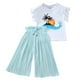 thumbnail image 1 of Conjunto playero de verano para niña REDARER: camiseta estampada + pantalón fruncido de gasa, corte holgado con volantes, talla 6-7 años, 1 of 4