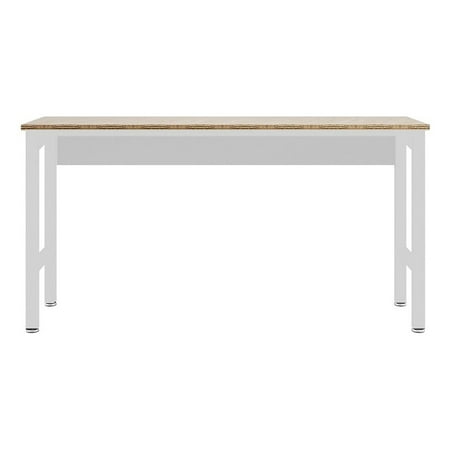 

Manhattan Comfort Fortress 72.4 Natural Wood and Steel Garage Table in White