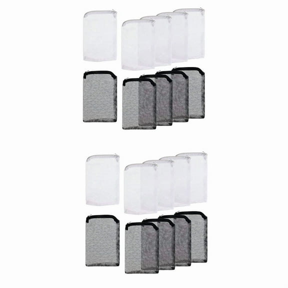 20Pcs Aquarium Filter Bag Fish Tank Media with Zipper Mesh Filter Bag Aquarium Mesh Bag (White Black)