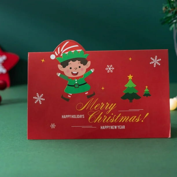 Tarjetas de Navidad de dibujos animados, tarjetas de Feliz Navidad, tarjetas de felicitación de bendición, fiesta de Navidad, Año Nuevo 2022, tarjetas de regalo de Navidad para niños