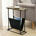 thumbnail image 2 of MyGift 21-Inch Brown Torched Wood Side Table with Black Magazine Holder Sling, Modern Living Room End Table, 2 of 7