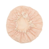 Unique Bargains 1 Pc Women Durable Waterproof Shower Cap for Bathroom Vacation Hotel Travel Pink Satin EVA