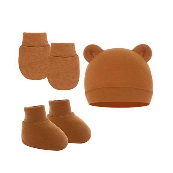 HeroNeo Baby Ears Newborn Hats Mittens and Socks Set for Boys Girls Beanie Hat 0-6 Month Baby Stuff (Pack of 3)