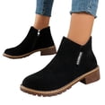 thumbnail image 3 of Bottines pour Femmes - Semelle Crantée Plateforme Dentelle pour Femmes Mode Talon Bas Rond Dentelle pour Femmes Talon Bas Western pour Femmes Boucle Bout en Cuir Chaussures pour Femmes Talon pour Femmes Tan, 3 of 8