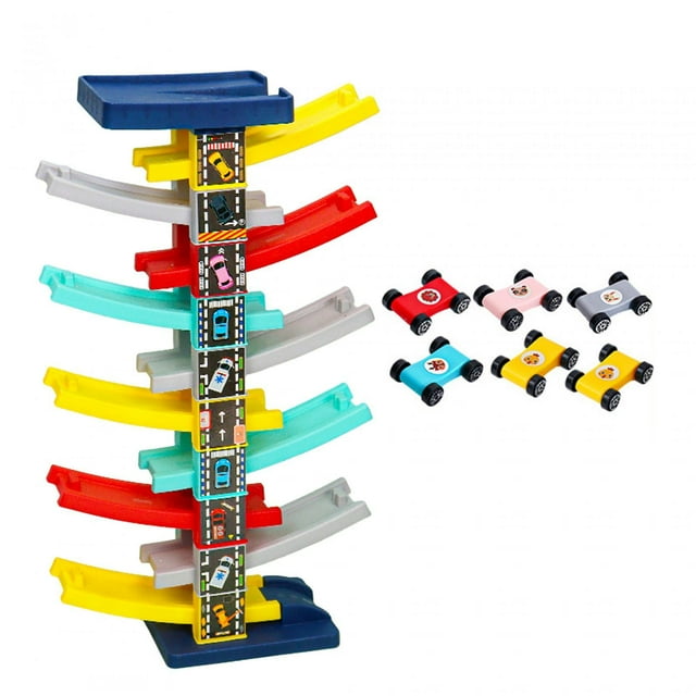Juego de vehículos de juguete para carreras con rampa para coche, actividad educativa, aprendizaje temprano, materiales duraderos, coche de inercia, pista de 10 capas