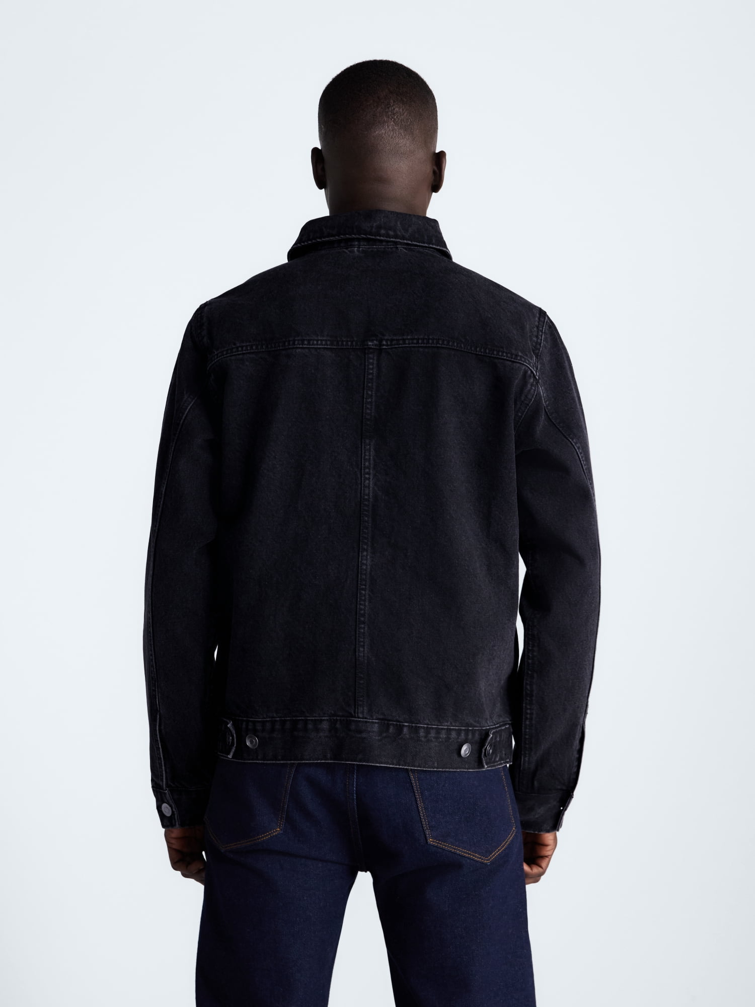 Free Assembly Men's Pleated Zip Front Denim Jacket, Sizes XS-3XL