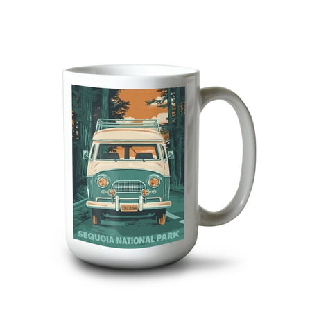 

Lantern Press 15 fl oz Ceramic Mug Montauk New York Ditch Plains Letterpress Camper Van Dishwasher & Microwave Safe
