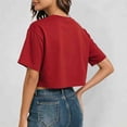 thumbnail image 4 of Rhuody Womens T Shirts Short Sleeve Summer Cropped T Shirt Short Loose Fit Round Neck Sporty Tee Classic Women Clothing Brick Red, 4 of 5