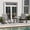 Gray, variant on Merrick Lane Brevyn 3 Piece Outdoor Bistro Set with Flex Comfort Rocking Chairs and Steel Framed Glass Top Table, Black/Black