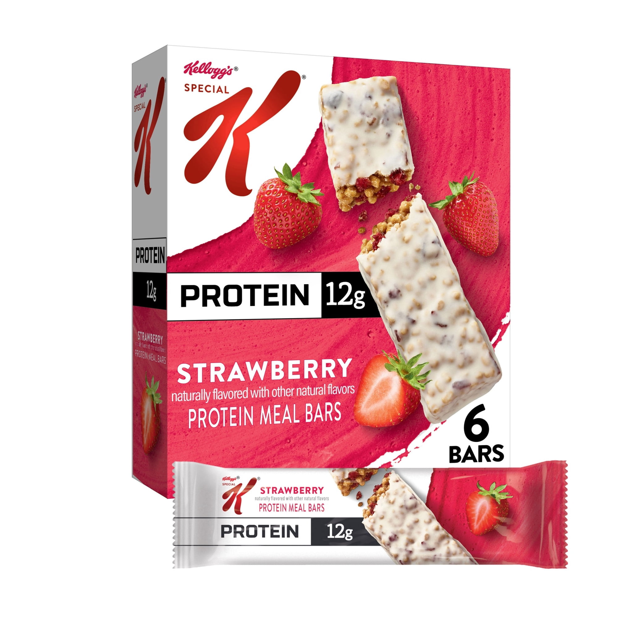 Special K Bar Strawberry Chewy Protein Meal Bars, 12g Protein Snacks, 9.5 oz, 6 Count