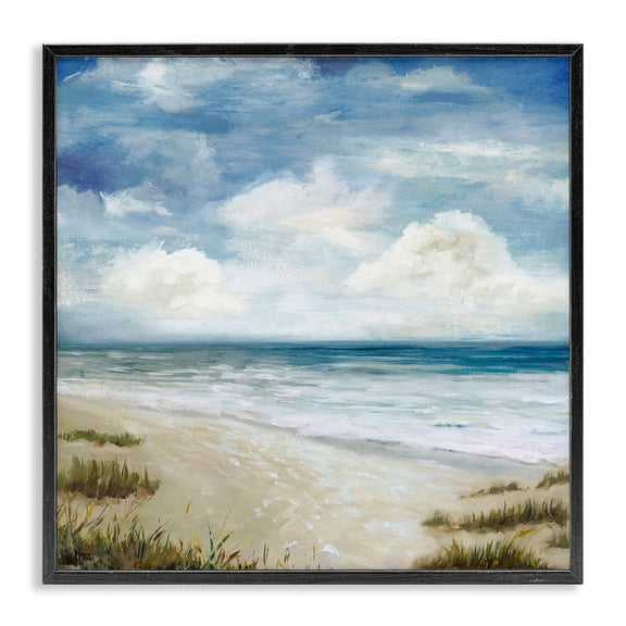 Stupell Industries Coastal Soft Clouds over Beach Black Framed Giclee Art, 12 x 12, by Carson Lyons