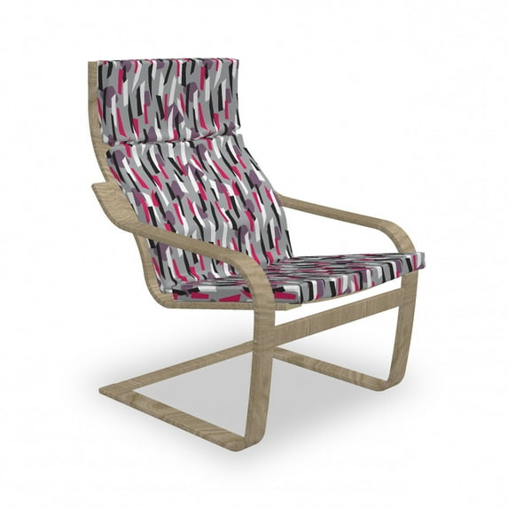 Abstract Armchair Pad and Slipcover, Colorful Trapezoid Stripes Contemporary Surface Pattern, 1 Piece Soft Cushion Replacement with Removable Cover, Magenta Pale Eggplant, by Ambesonne