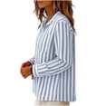 thumbnail image 6 of Alkepwun Long Sleeve Shirts for Women Oversized Button Down Collared Blouses with Pocket Casual Loose Striped Collared Office Tops Beach Vacation Outfit, 6 of 8
