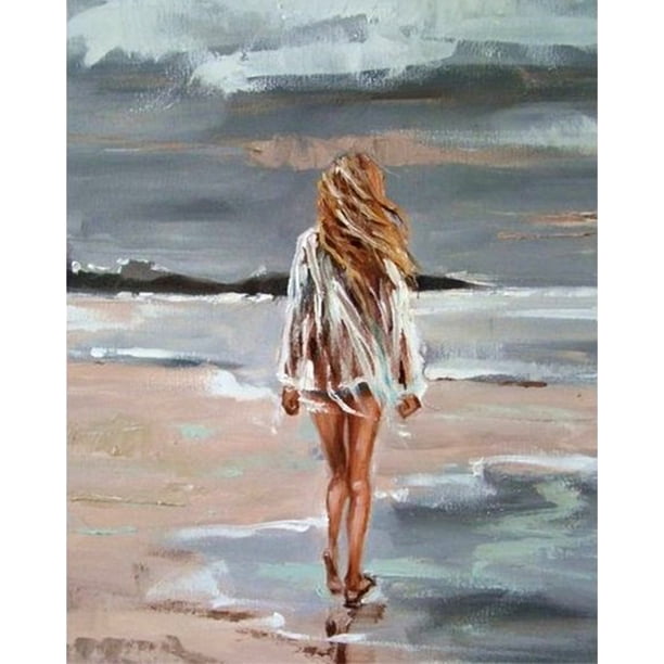 Kit Pintura Por Números Arte Al Óleo Artesanal Imagen Junto Mar Pared Del 40x50cm