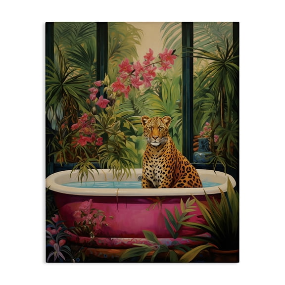 Stupell Industries Bohemian Leopard in Lush Tropical Bath Canvas Art, 16 x 20, by Heidi Kuntz