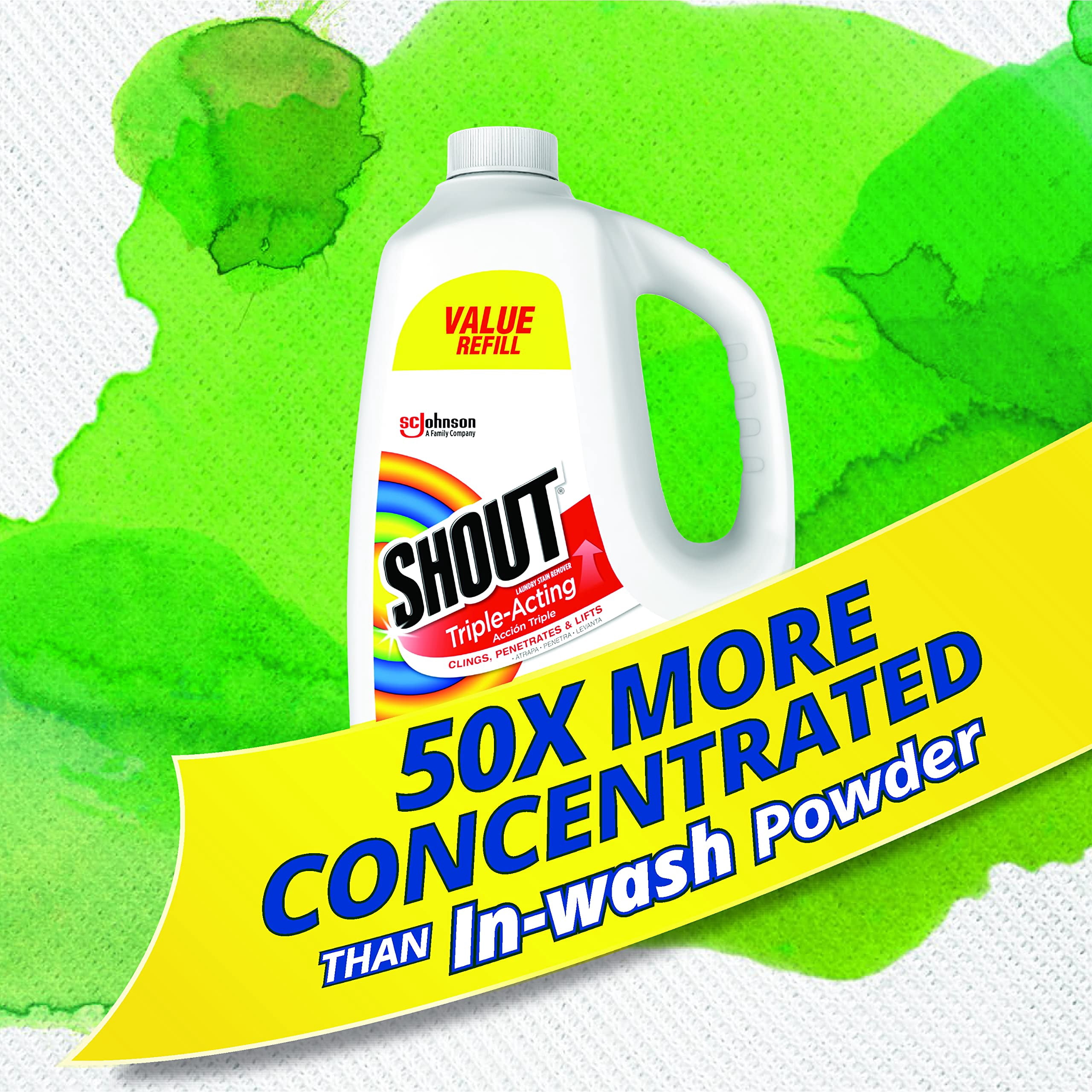 (6 pack) Shout Active Enzyme Laundry Stain Remover Refill, Triple-Acting Formula Clings, Penetrates, and Lifts 100+ Types of Everyday Stains – 60 fl oz