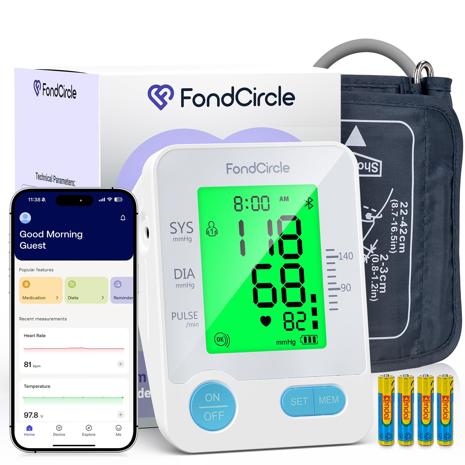FondCircle Upper Arm Blood Pressure Monitor for Home Use