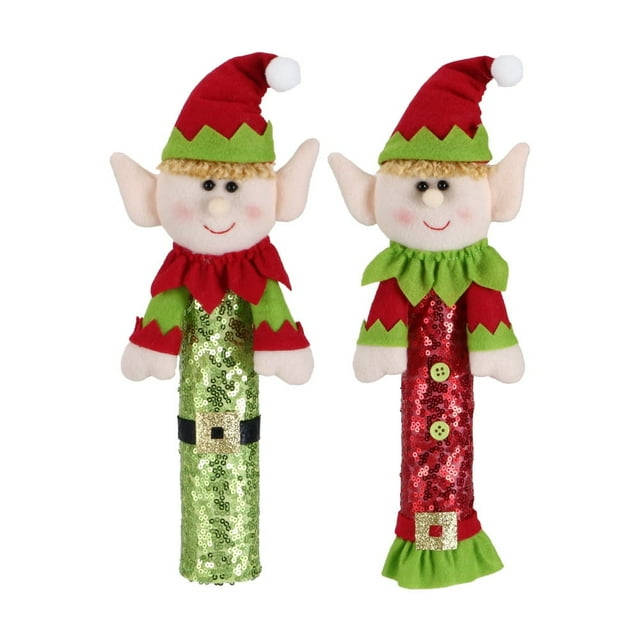 Noël Elfe Réfrigérateur Porte de Four Poignée Gants en Peluche Elfe Décoration de la Maison