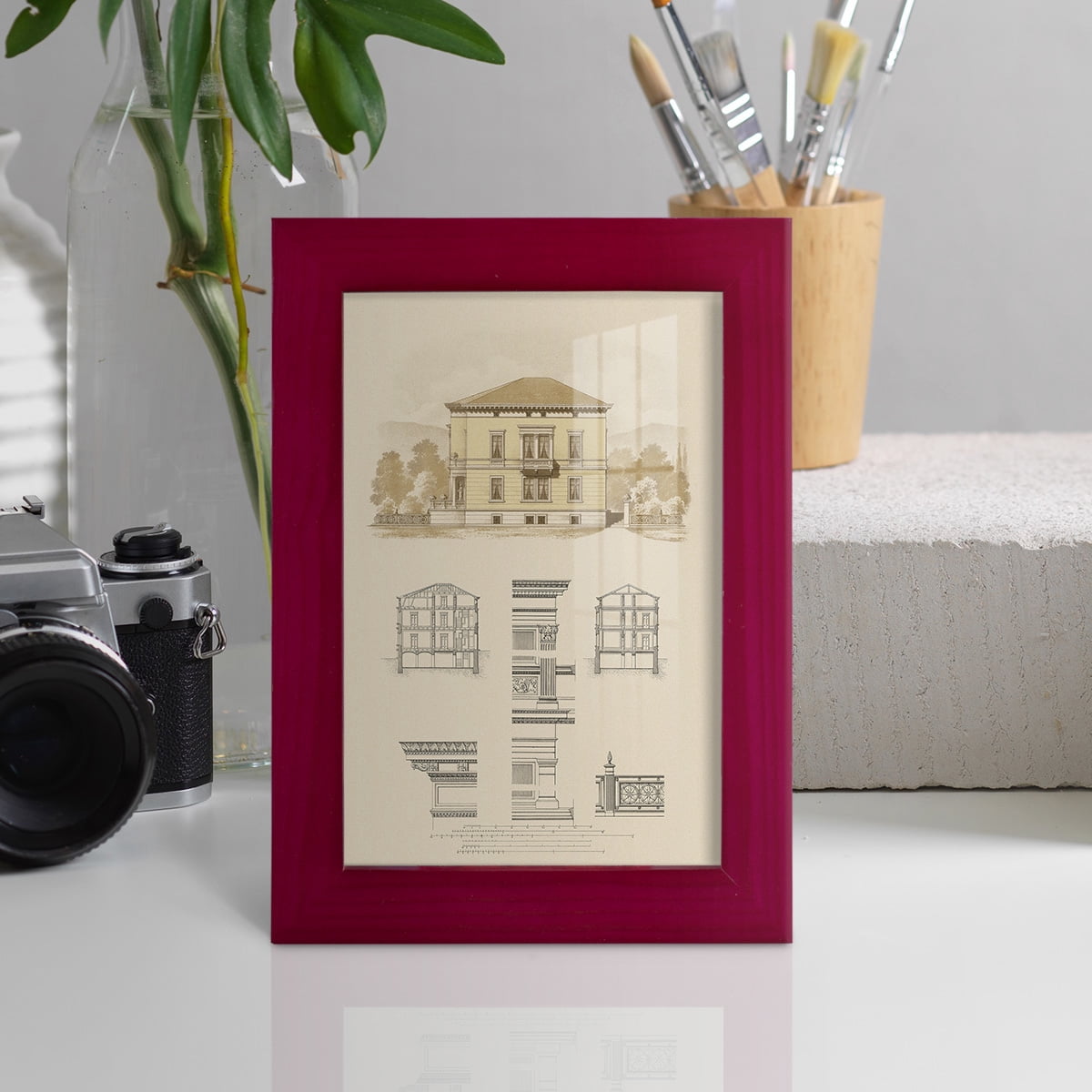 Estate and Plan II -Framed Print w/glass-Cherry Red