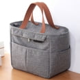 thumbnail image 2 of Bolsa de Almuerzo - Bolsa de Almuerzo con Aislamiento térmico de Tela Oxford de Mano Bolsa de Almuerzo de Picnic, Bolsa de Comida para conservación del Calor, Rosa/Gris/Negro(Gris), 2 of 6