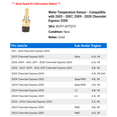 thumbnail image 2 of Water Temperature Sensor - Compatible with 2003 - 2007, 2009 - 2020 Chevy Express 2500 2004 2005 2006 2010 2011 2012 2013 2014 2015 2016 2017 2018 2019, 2 of 2