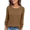 thumbnail image 2 of Bxsruta Womens Sweaters Scalloped Neck Long Sleeve Ribbed Knit Pullover Casual Tops, 2 of 8