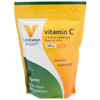 The Vitamin Shoppe Vitamin C 500MG, Orange Flavor, Supports Immune System Health, Vascular and Joint Health, No Artificial Colors, Flavors or Sweeteners  (60 Soft