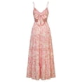 thumbnail image 7 of Gyujnb Thin Spaghetti V Neck Strap Maxi Dress All Over Ditsy Floral Print Lace Up Back Tie Fitted Bodycon Cut Elegant Gown for Maternity Photoshoot,S, 7 of 7