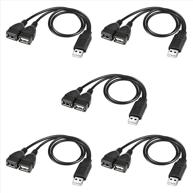 5X Cable Divisor USB, USB 2.0 una Macho una Doble USB Hembra Jack y Cable Divisor del Cargador