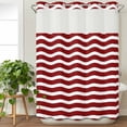 thumbnail image 3 of Red White No Hook Shower Curtain Waterproof, Bathroom Curtains with Snap in Liners and See Through Top Window, Modern Abstract Waves Water Ripple Striped Hotel Style Bathtub Curtains Shower 48"Wx72"L, 3 of 8