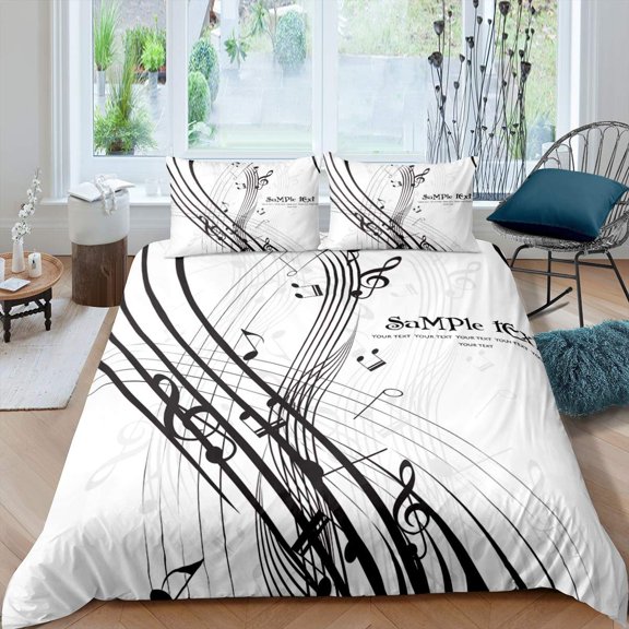 Music Note Duvet Cover Set Size Rock Music Theme Comforter Cover Boys Colorful Headphones Radio So