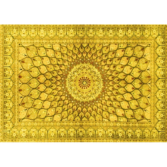 Ahgly Company Indoor Rectangle Persian Yellow Traditional Area Rugs, 6' x 9'