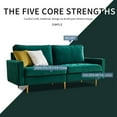 thumbnail image 5 of Love Seats, Mid Century Sectional Fabric Sofa, Modern Couch Upholstered Sofas with 2 Soft Pillow, Metal Legs, High End Velvet Fabric Loveseat Sofa Couch for Small Spaces, Emerald, Q9240, 5 of 14