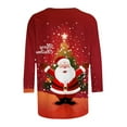 thumbnail image 5 of Gamivast Womens Christmas Blouse Plus Size Round Neck Shirt Funny Xmas Holiday Trees Santa Graphic 3/4 Sleeve Tee Loose Winter Snowman Family Holiday T-Shirt Blouse 5XL, 5 of 6