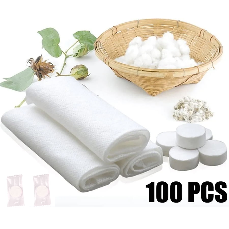 100 Pcs Disposable Compressed Towels, Portable Face Towels, Compressed