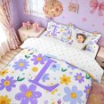 thumbnail image 3 of Meiyoeat Cute Floral Letter L Twin Bedding for Girls Kids, Cartoon Daisy Groovy Duvet Cover Set, Purple, Reversible, 1 Duvet Cover and 1 Pillowcase (No Comforter), 3 of 6